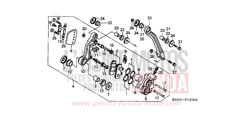 VORDERRAD-BREMSSATTEL von CB1300 Super Bold'or ABS CASSIS RED METALLIC (R217) von 1998